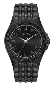 Bulova Crystal Collection Phantom Black Dial Black Steel Strap Watch for Men - 98A240