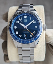 Tag Heuer Autavia Cosc GMT Automatic Blue Dial Silver Steel Strap Watch for Men - WBE511A.BA0650