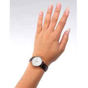 Daniel Wellington Classy Bristol White Dial Brown Leather Strap Watch For Women - DW00100070