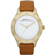 Marc Jacobs Blade White Dial Brown Leather Strap Watch for Women - MBM1218