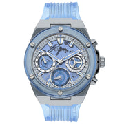 Guess Athena Active Life Clear White Dial Blue Rubber Strap Watch for Women - GW0409L1
