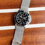 Hugo Boss Admiral Chronograph Black Dial Silver Mesh Bracelet Watch for Men - 1513904
