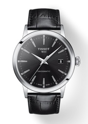 Tissot Gentleman Powermatic 80 Silicium Black Dial Black Leather Strap Watch For Men - T127.407.16.051.00