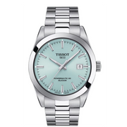Tissot Gentleman Powermatic 80 Silicium Ice Blue Silver Steel Strap Watch For Men - T127.407.11.351.00