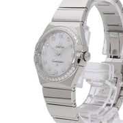 Omega Constellation Quartz Diamonds Silver Dial Silver Steel Strap Watch for Women - 123.15.27.60.55.004
