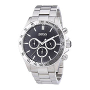 Hugo Boss Ikon Chronograph Black Dial Silver Steel Strap Watch for Men - 1512965