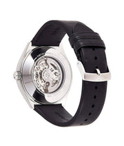 Emporio Armani Meccanico White Skeleton Dial Black Leather Strap Watch For Men - AR60003
