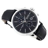 Hugo Boss Jet Chronograph Black Dial Black Leather Strap Watch for Men - 1513279