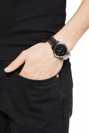 Gucci G Timeless Black Dial Silver Steel Strap Watch For Men - YA126522