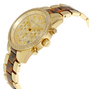Michael Kors Ritz Chronograph Gold Dial Two Tone Steel Strap Watch for Women - MK6322