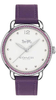 Coach Delancey White Dial Purple Leather Strap Watch for Women - 14502886
