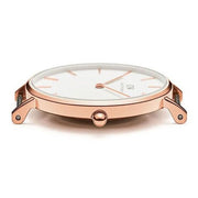 Daniel Wellington Classic Petite York White Dial Brown Leather Strap Watch For Women - DW00100176