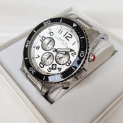 Marc Jacobs Rock Chronograph White Dial Silver Steel Strap Watch for Men - MBM5027