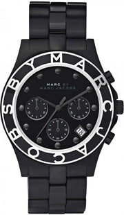 Marc Jacobs Blade Chronograph Black Dial Black Steel Strap Watch for Women - MBM3083