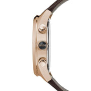Hugo Boss Grand Prix Chronograph Brown Dial Brown Leather Strap Watch for Men - 1513605