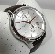 Hugo Boss Jet Chronograph Silver Dial Brown Leather Strap Watch for Men - 1513280