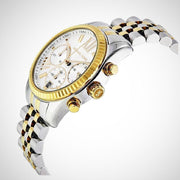 Michael Kors Lexington Chronograph Silver Dial Two Tone Steel Strap Watch for Women - MK5955
