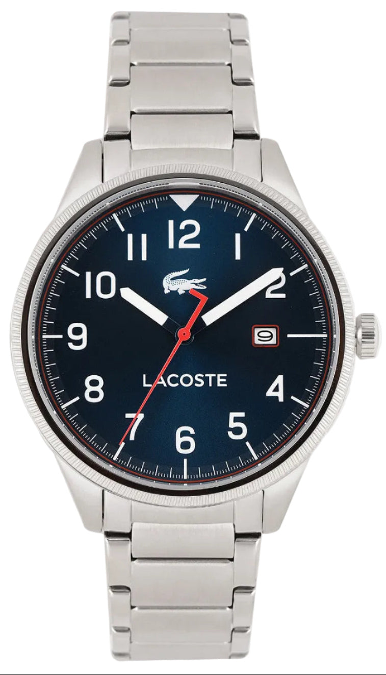 Lacoste Continental Blue Dial Silver Steel Strap Watch for Men - 2011022