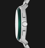 Fossil Everett Chronograph Green Dial Silver Steel Strap Watch for Men - FS5964