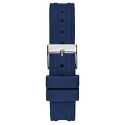 Guess Cosmo Diamonds Silver Dial Blue Rubber Strap Watch for Women - GW0034L5