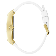 Guess Phoenix Multifunction Gold Dial White Leather Strap Watch for Men - GW0202G6