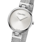 Calvin Klein Authentic Silver Dial Silver Mesh Bracelet Watch for Women - K8G23126