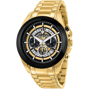 Maserati Traguardo Skeleton Black Dial Gold Steel Strap Watch For Men - R8873612058
