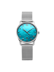 Gucci G-Timeless Turquoise Mother of Pearl Dial Silver Mesh Bracelet Watch For Women - YA126582
