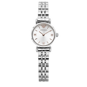 Emporio Armani Gianni T Bar Quartz Silver Dial Silver Steel Strap Watch For Women - AR1935