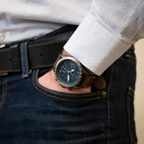 Hugo Boss Pilot Edition Chronograph Blue Dial Brown Leather Strap Watch for Men - 1513852