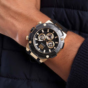 Guess Navigator Chronograph Black Dial Black Rubber Strap Watch for Men - GW0264G3