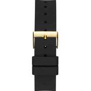 Guess Frontier Diamonds Gold Dial Black Rubber Strap Watch For Women - W1160L1