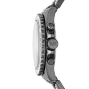 Michael Kors Everest Chronograph Black Dial Grey Steel Strap Watch For Women - MK6974