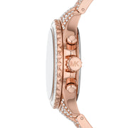 Michael Kors Everest Chronograph Crystals Rose Gold Dial Rose Gold Steel Strap Watch For Women - MK7235