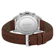 Hugo Boss Skymaster Chronograph Blue Dial Brown Leather Strap Watch for Men - 1513940