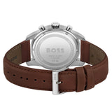 Hugo Boss Skymaster Chronograph Blue Dial Brown Leather Strap Watch for Men - 1513940