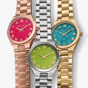 Michael Kors Lennox Analog Blue Dial Gold Steel Strap Watch for Women - MK7460