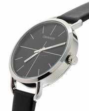 Calvin Klein Even Black Dial Black Leather Strap Watch for Women  - K7B231CZ