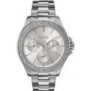 Hugo Boss Premiere Chronograph Silver Dial Silver Steel Strap Watch for Women - 1502442