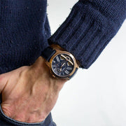 Fossil Grant Twist Multifunction Blue Dial Blue Leather Strap Watch for Men - ME1162