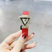 Guess Fame Quartz Gold Dial Red Leather Strap Watch For Women - GW0504L2