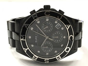 Marc Jacobs Blade Chronograph Black Dial Black Steel Strap Watch for Women - MBM3083