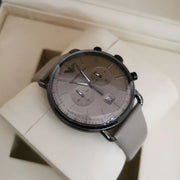 Emporio Armani Aviator Chronograph Grey Dial Beige Leather Strap Watch For Men - AR11107