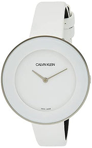 Calvin Klein Chic White Dial White Leather Strap Watch for Women - K7N23TK2
