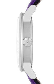 Burberry The City Silver Dial Purple Leather Strap Watch for Women - BU9122