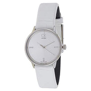 Calvin Klein Accent Silver Dial White Leather Strap Watch for Women - K2Y2Y1KW