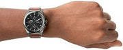 Fossil Everett Chronograph Grey Dial Brown Leather Strap Watch for Men - FS5799