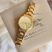 Burberry The Classic Champagne Gold Dial Gold Steel Strap Watch for Women - BU10109