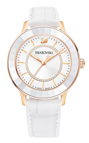 Swarovski Octea Lux White Dial White Leather Strap Watch for Women - 5414416