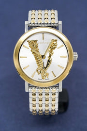 Versace Virtus Quartz White Dial Two Tone Steel Strap Watch for Women - VEHC00719